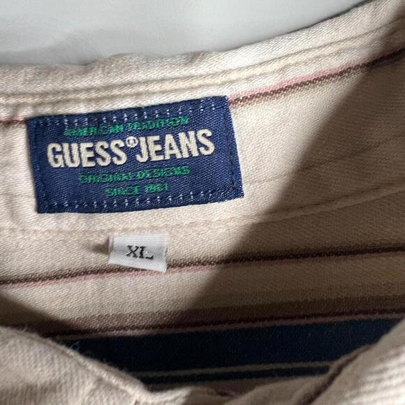 Vintage Guess Jeans Striped Button Up Shirt Men’s XL Long Sleeve Casual 90s Y2K - Picture 4 of 7